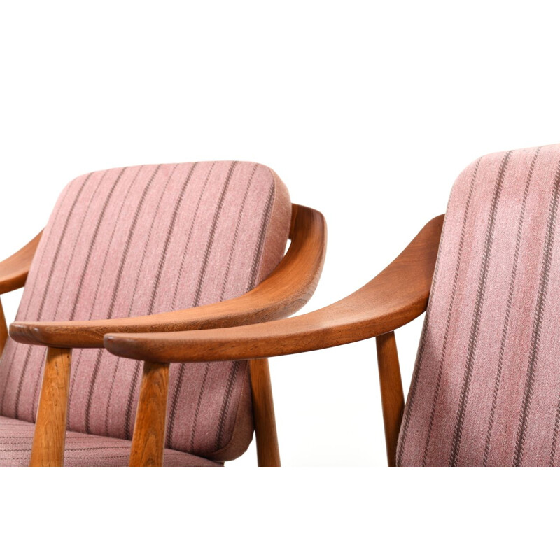 Pair of vintage danish armchairs in teak and oak 1950s