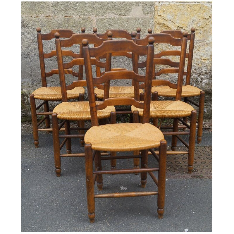 Suite de 6 chaises vintage 1950