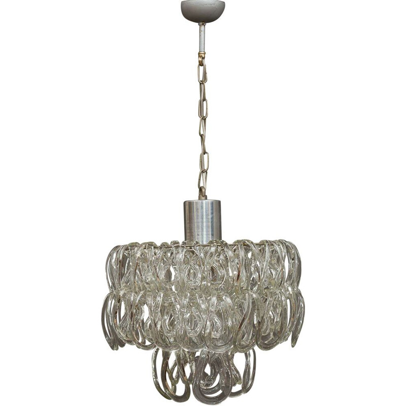 Vintage chandelier in Murano glass by Angelo Mangiarotti  for Vistosi 1960