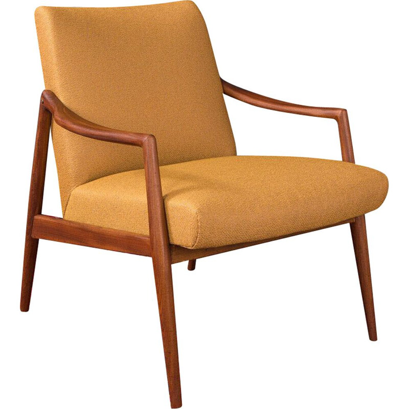 Vintage yellow armchair for Wilkhahn in walnut 1950s