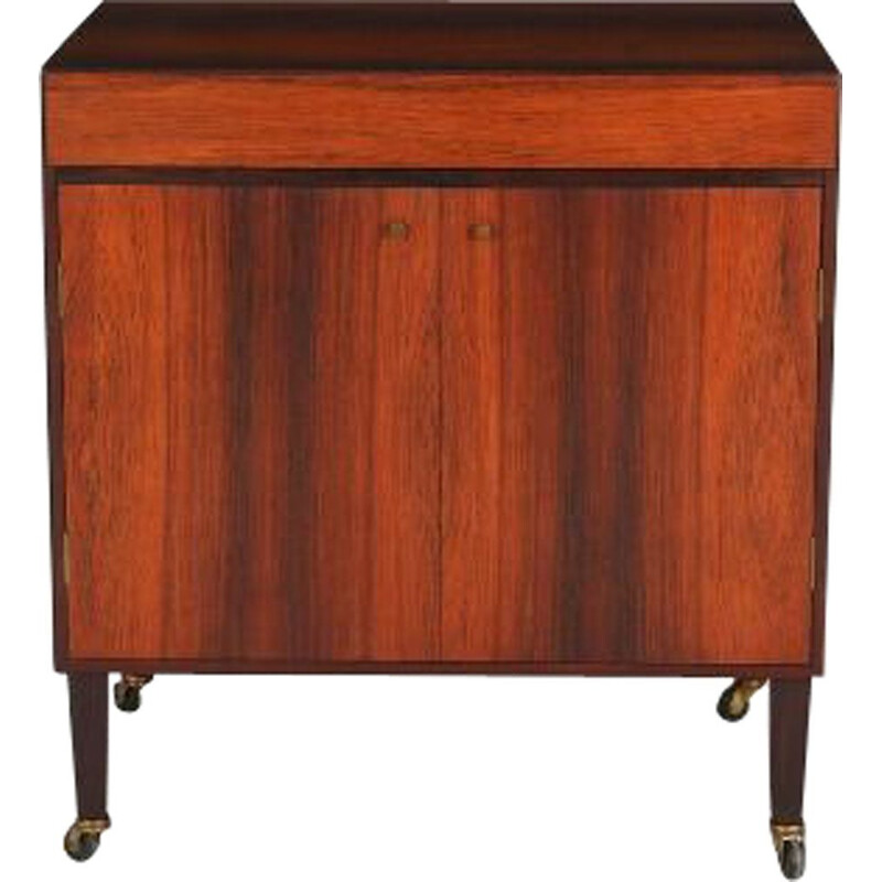 Vintage bar on wheels in rosewood and brass 1960