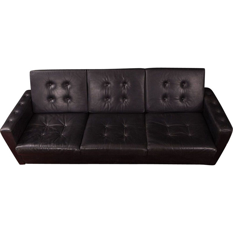 Vintage german sofa in black leather 1960s