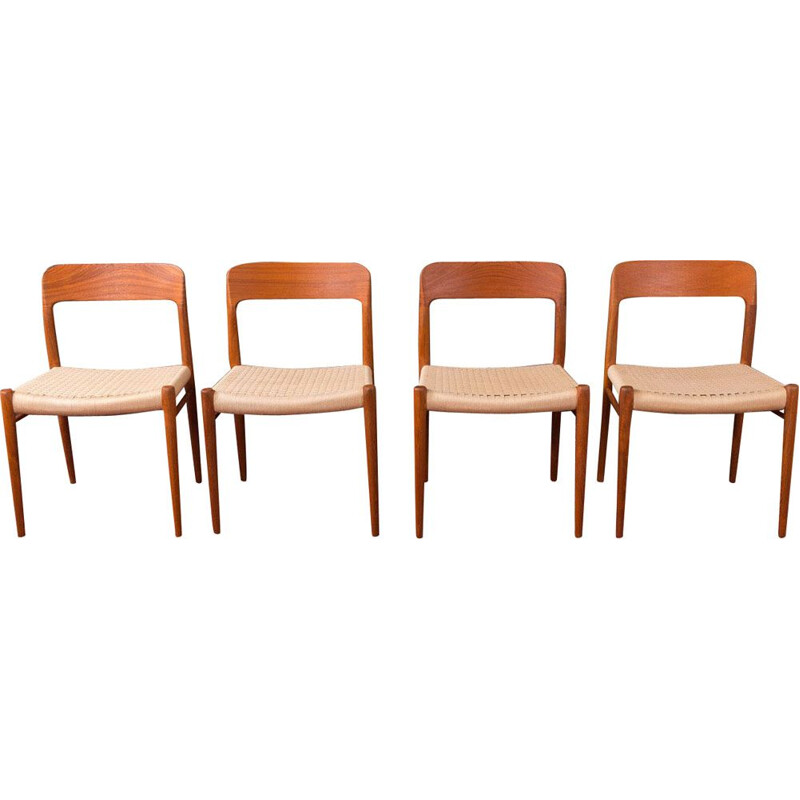 Set of 4 vintage chairs for Niels O. Møller in teak 1950s