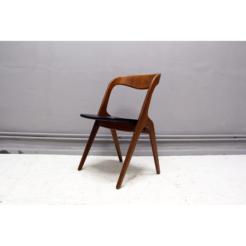 Set of 6 teak and leather Vamo Mobelfabrik dining chairs, Vamo SONDERBORG - 1960s