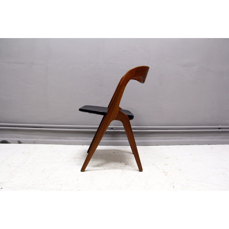 Set of 6 teak and leather Vamo Mobelfabrik dining chairs, Vamo SONDERBORG - 1960s