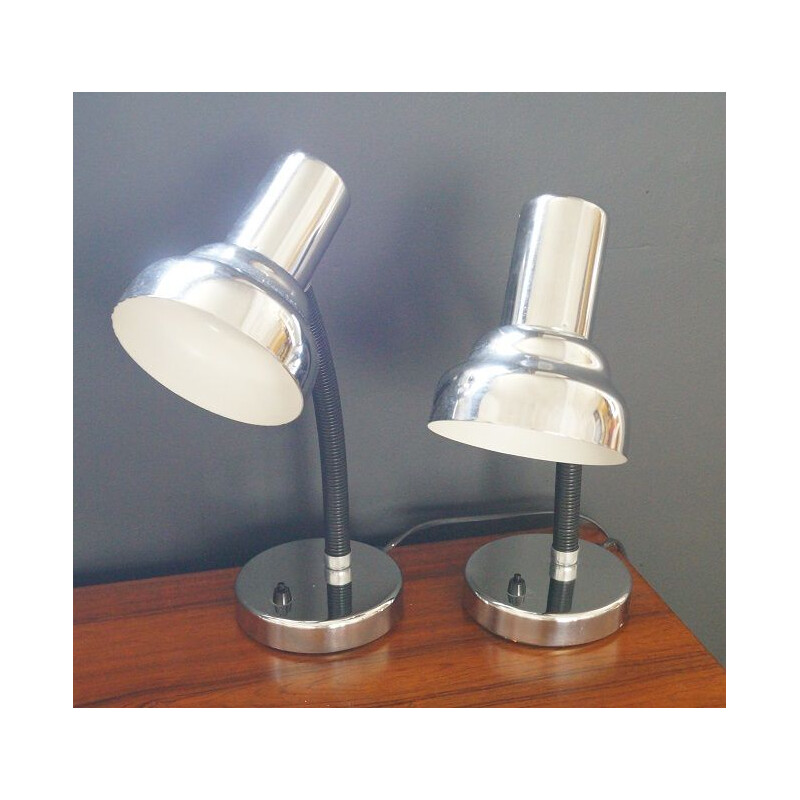 Pair of vintage french metal desk lamps 1970