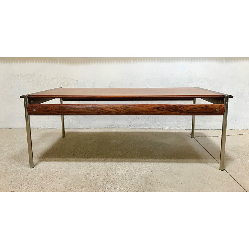 Vintage coffee table for Dokka Møbler in chrome and rosewood 1960s