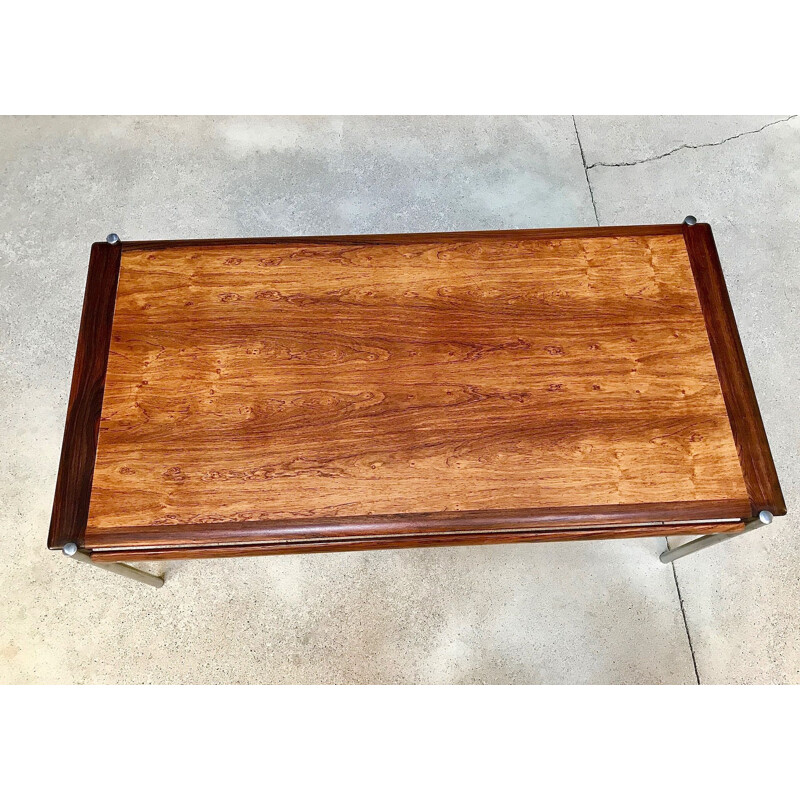 Vintage coffee table for Dokka Møbler in chrome and rosewood 1960s