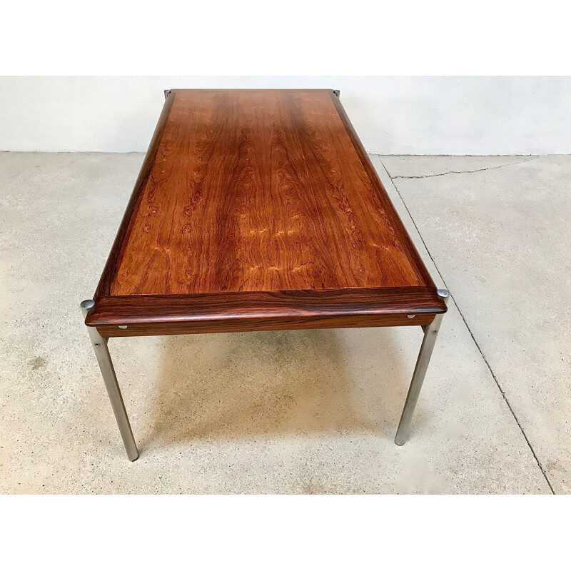 Vintage coffee table for Dokka Møbler in chrome and rosewood 1960s