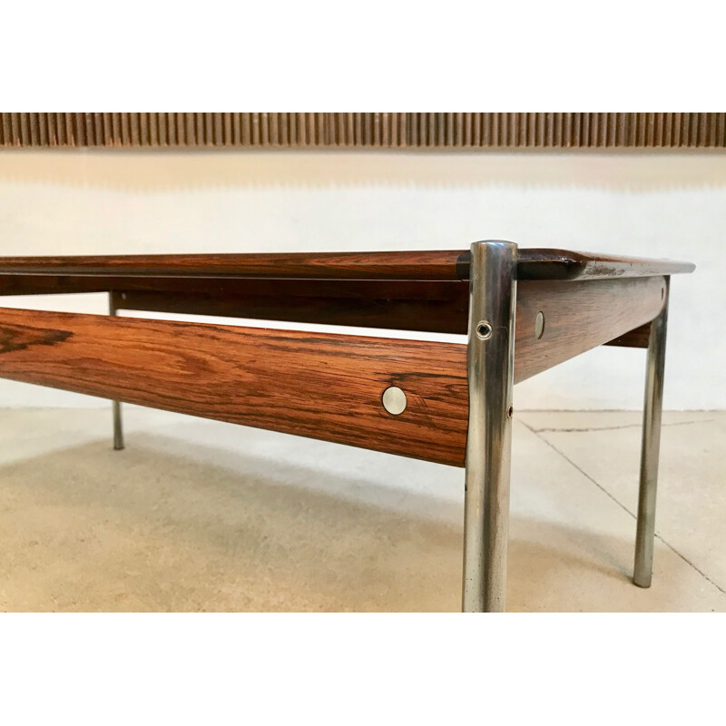 Vintage coffee table for Dokka Møbler in chrome and rosewood 1960s