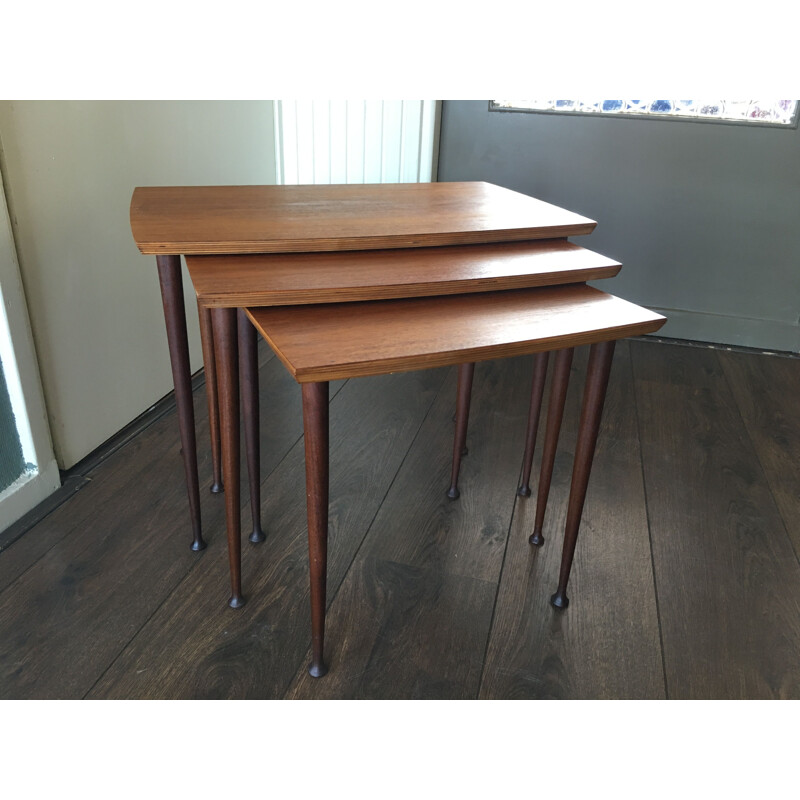 Scandinavian vintage teak wood nesting tables, 1950