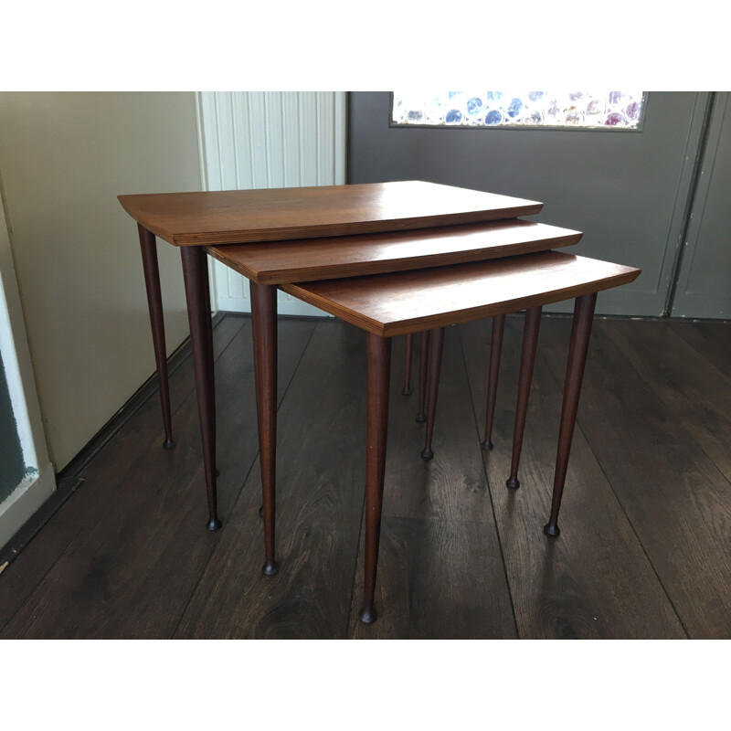 Scandinavian vintage teak wood nesting tables, 1950