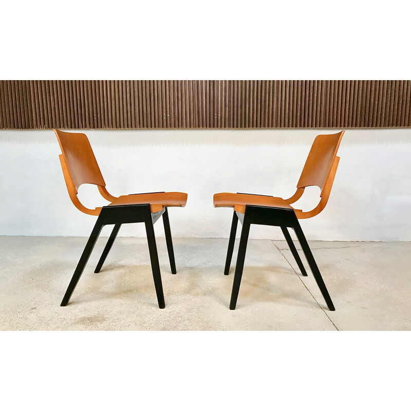 Set of 6 vintage stacking chairs model P7 by Roland Rainer for Emil and Alfred Pollak, 1950