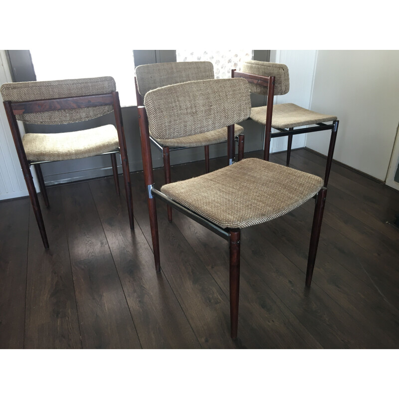 Set of 4 vintage dining chairs in rosewood Dutch 1960s