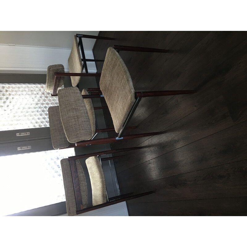 Set of 4 vintage dining chairs in rosewood Dutch 1960s