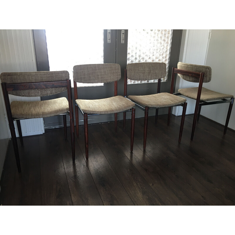 Set of 4 vintage dining chairs in rosewood Dutch 1960s