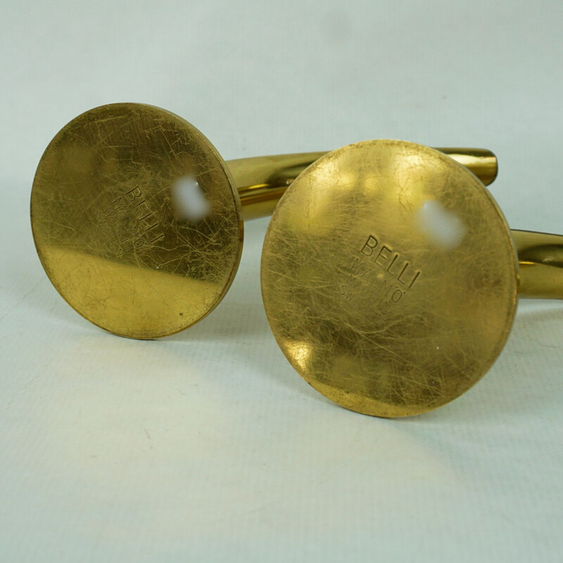 Pair of vintage candleholders in brass by Yvar Alienus Björk for Ystad Scandinavian 