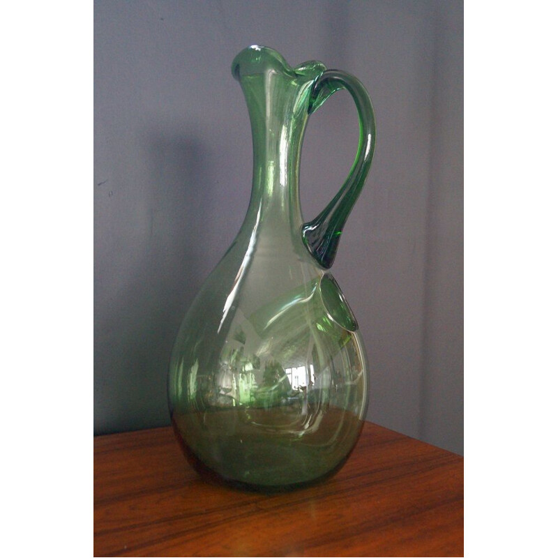 Vintage wine carafe in blown glass 1950 