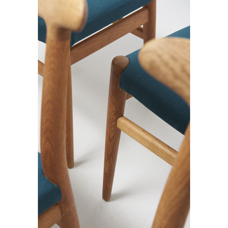 Suite de 6 chaises à repas vintage W2 en chêne par Hans J. Wegner pour C. M. Madsen Danemark