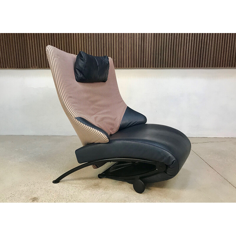 Vintage lounge chair Solo 699 in leather by Stefan Heiliger for WK Wohnen, 1980s