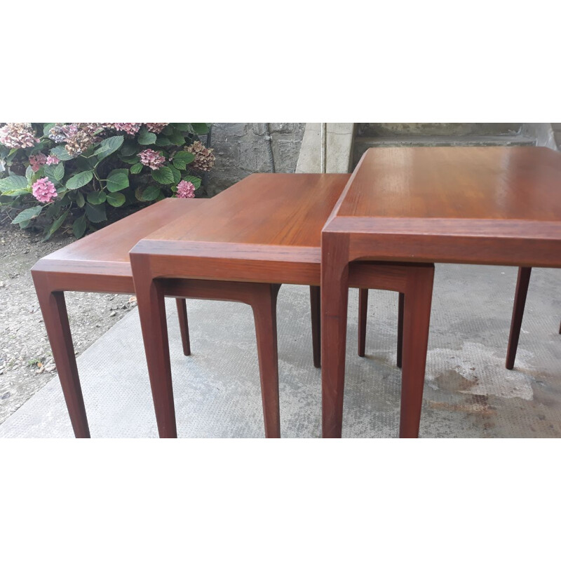 Set of 3 vintage nesting tables in teak by Silkeborg Denmark