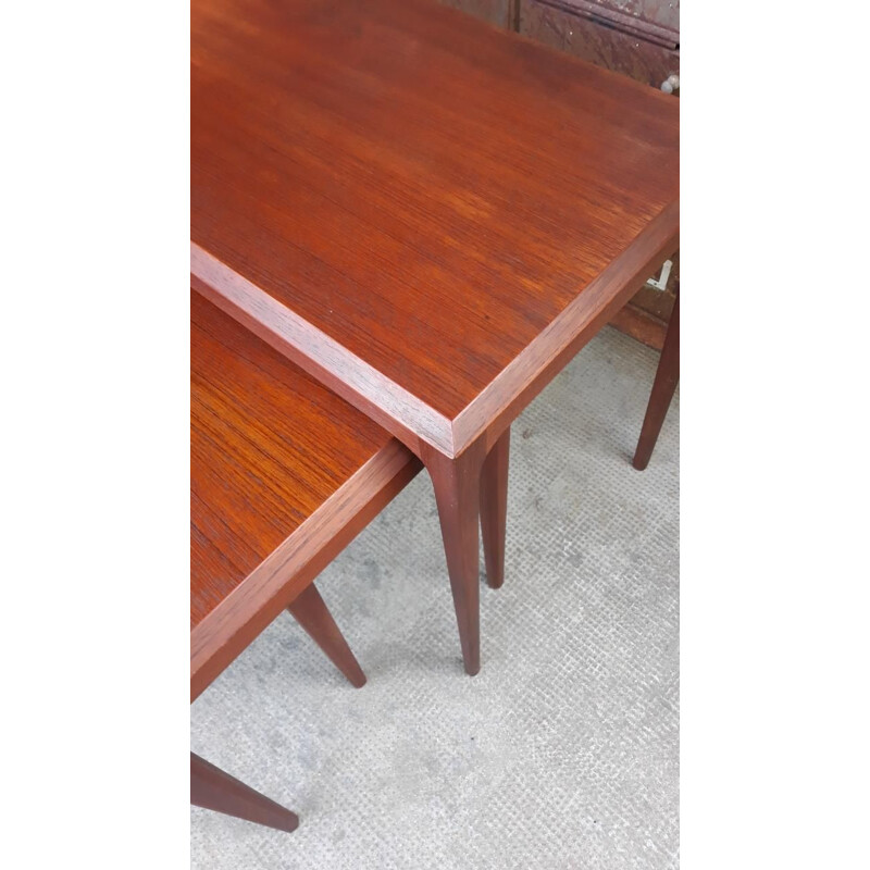 Set of 3 vintage nesting tables in teak by Silkeborg Denmark