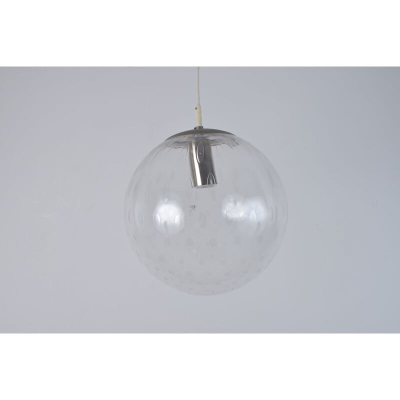 Vintage glass globe pendant lamp by Raak Amsterdam, 1960