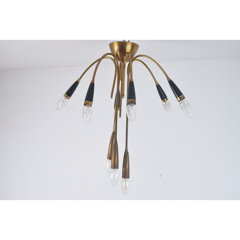 Vintage brass chandelier, 1960