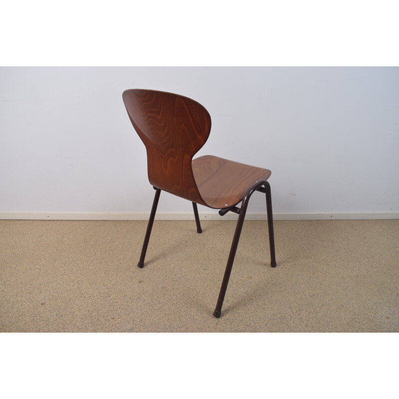 Pair of vintage dining chairs Obo brown industrial by Eromes Wijchen 1960s