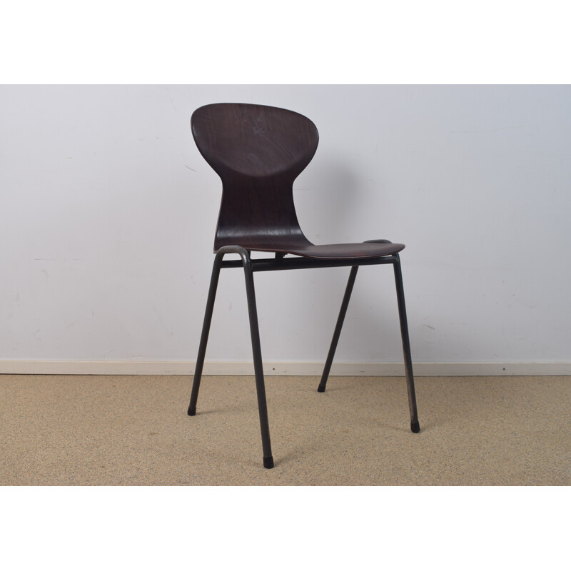 Pair of vintage dining chairs Obo black industrial by Eromes Wijchen 1960s