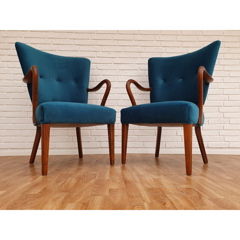 Pair of vintage armchairs model 32 by Alfred Christensen for Slagelse Møbrlværk, Denmark 1960s