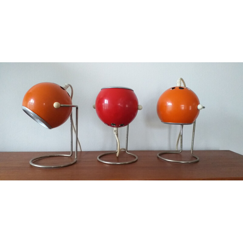 Set of 3 vintage table lamps, Space Age, 1970s