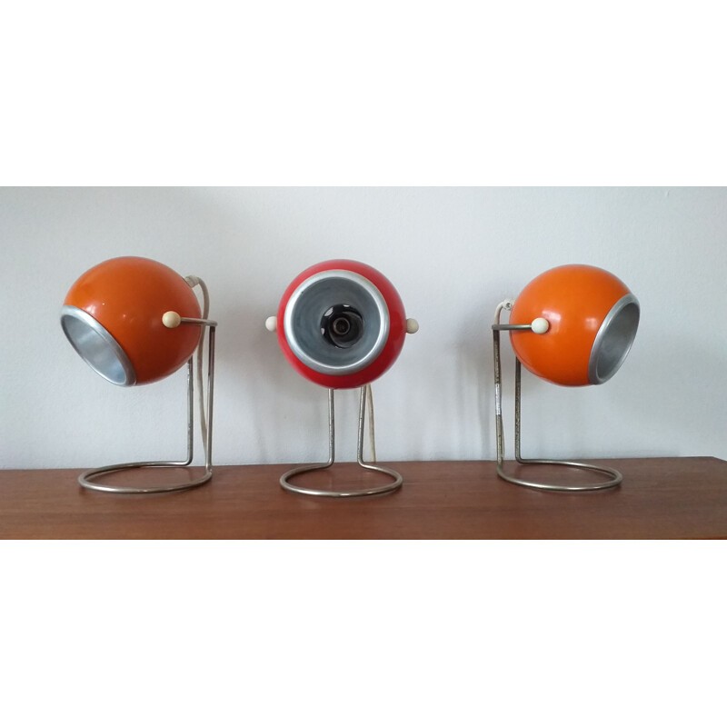 Set of 3 vintage table lamps, Space Age, 1970s