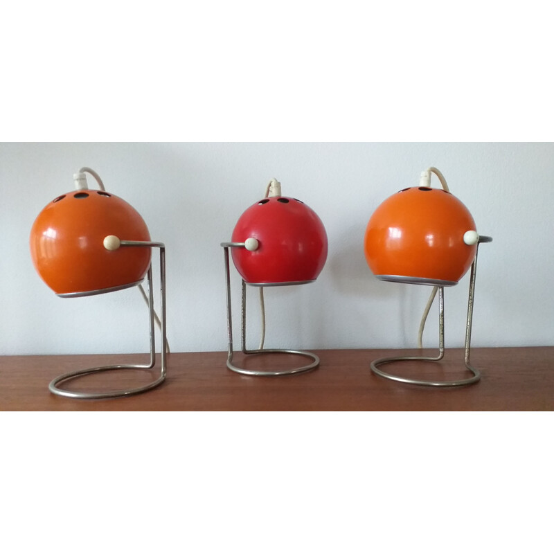 Set of 3 vintage table lamps, Space Age, 1970s