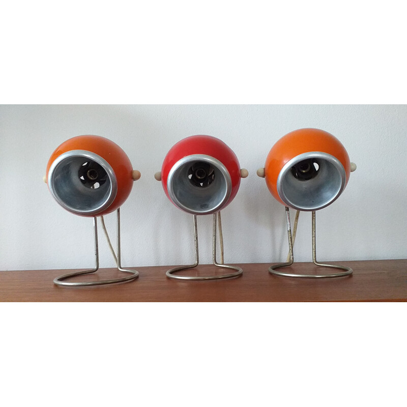 Set of 3 vintage table lamps, Space Age, 1970s