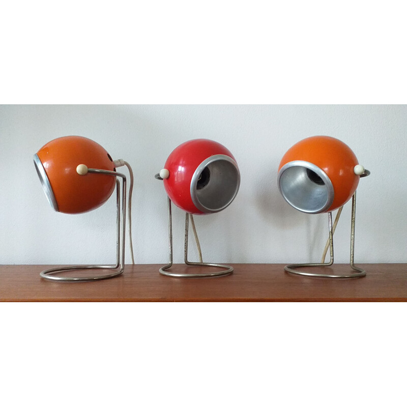 Set of 3 vintage table lamps, Space Age, 1970s