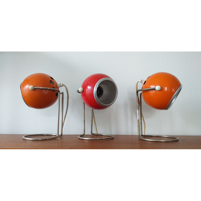 Set of 3 vintage table lamps, Space Age, 1970s