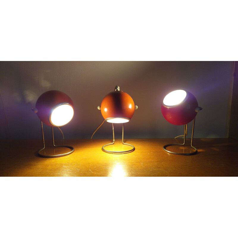Set of 3 vintage table lamps, Space Age, 1970s
