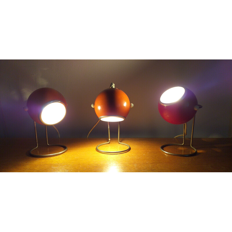 Set of 3 vintage table lamps, Space Age, 1970s