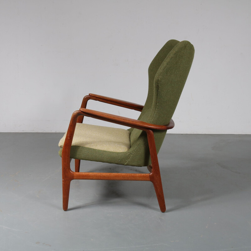 Fauteuil vintage pour Bovenkamp en teck et tissu vert 1950