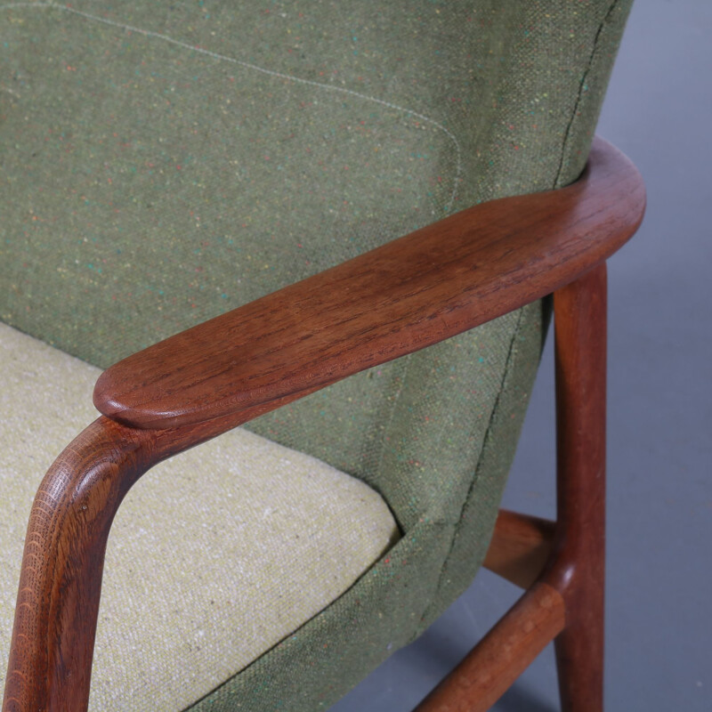 Vintage lounge chair for Bovenkamp in teak and green fabric 1950s