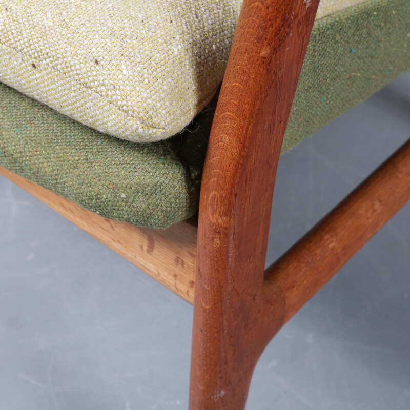 Vintage lounge chair for Bovenkamp in teak and green fabric 1950s