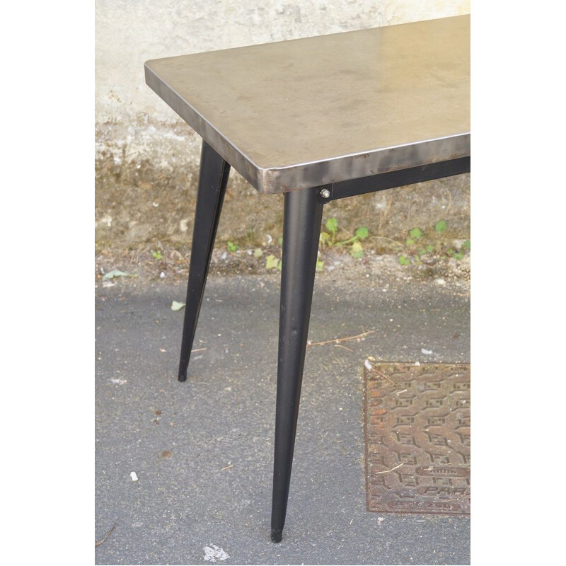 French vintage Tolix table in black metal 1950