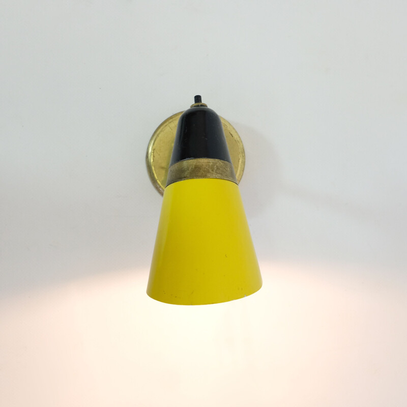 Yellow and black two-tone italian vintage sconce 1950