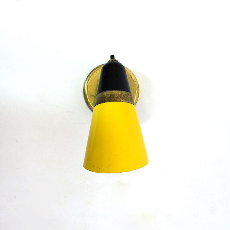 Yellow and black two-tone italian vintage sconce 1950