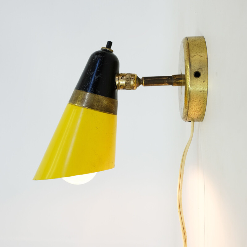 Yellow and black two-tone italian vintage sconce 1950