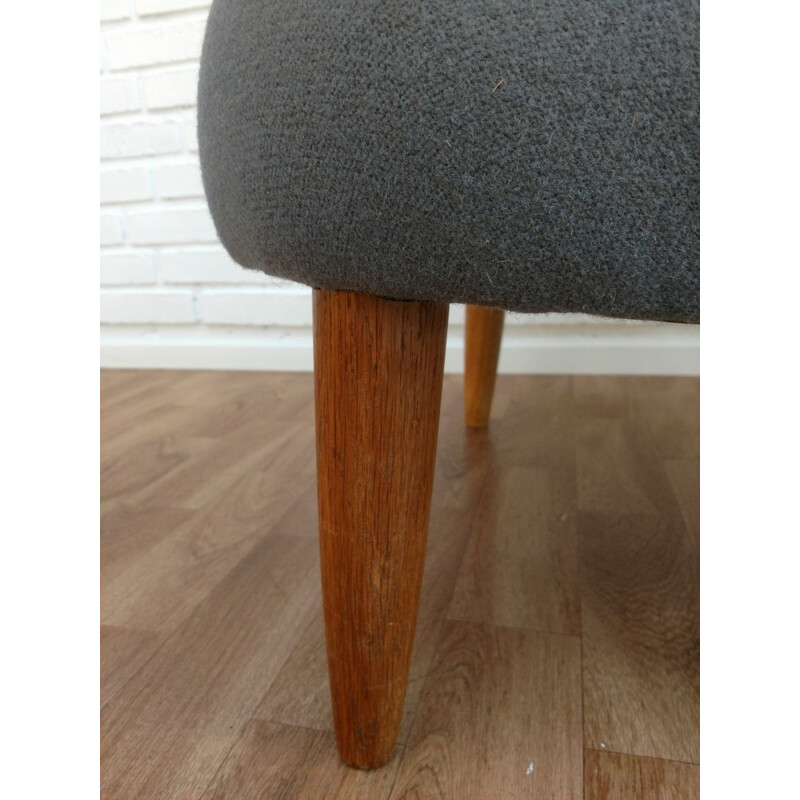 Vintage danish armchair in grey wool and teak 1950s