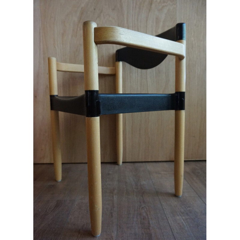 Vintage scandinavian Strax armchair for Casala in beech and plastic 1980s