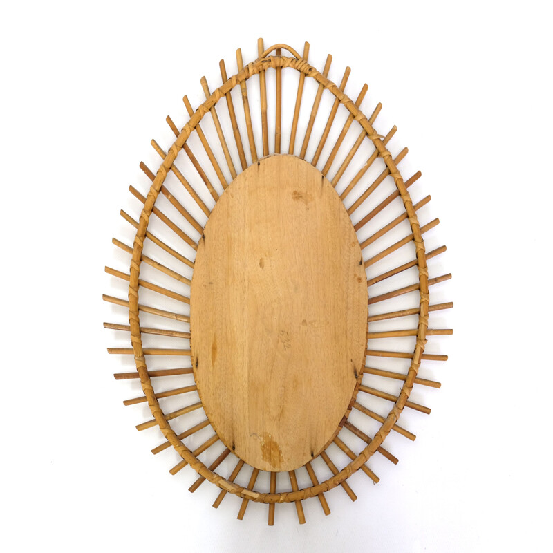 French vintage mirror in rattan 1960