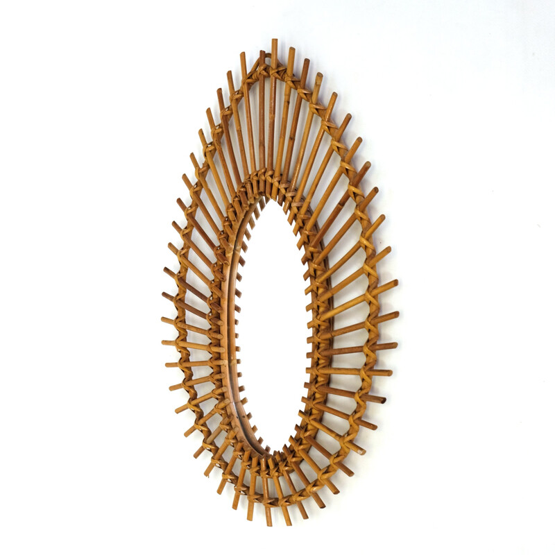 French vintage mirror in rattan 1960